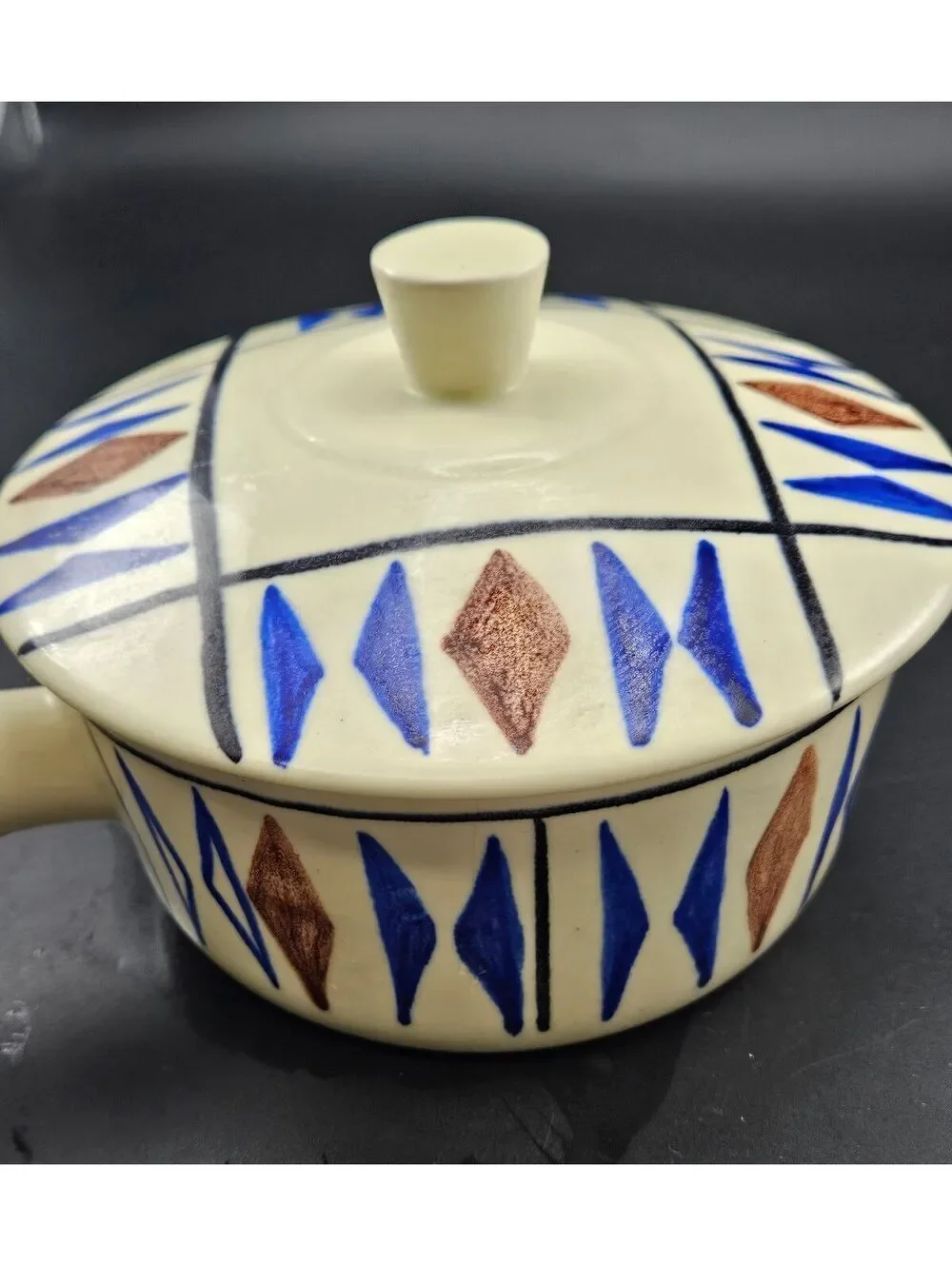 Vtg Hoganas Keramik Sweden Lidded Mid Century Modern AJ Fine Crack